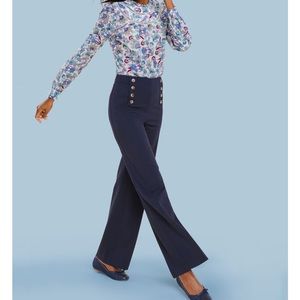 Talbots wide leg knit pants, sailor style NWT Navy 10P